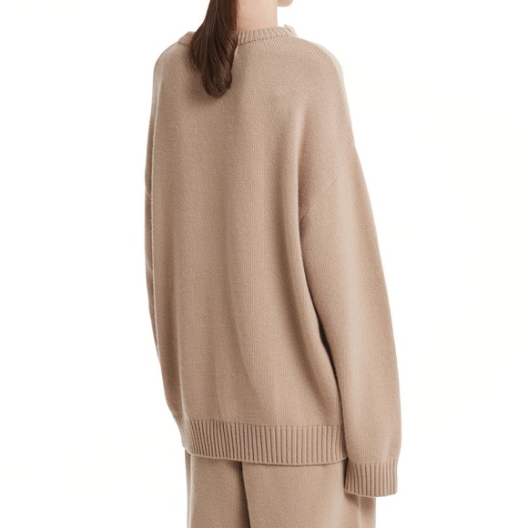 Trunk Project Korean Cream Knit Ruffled Tie Neck Oversized Wool Sweater - Picture 6 of 11